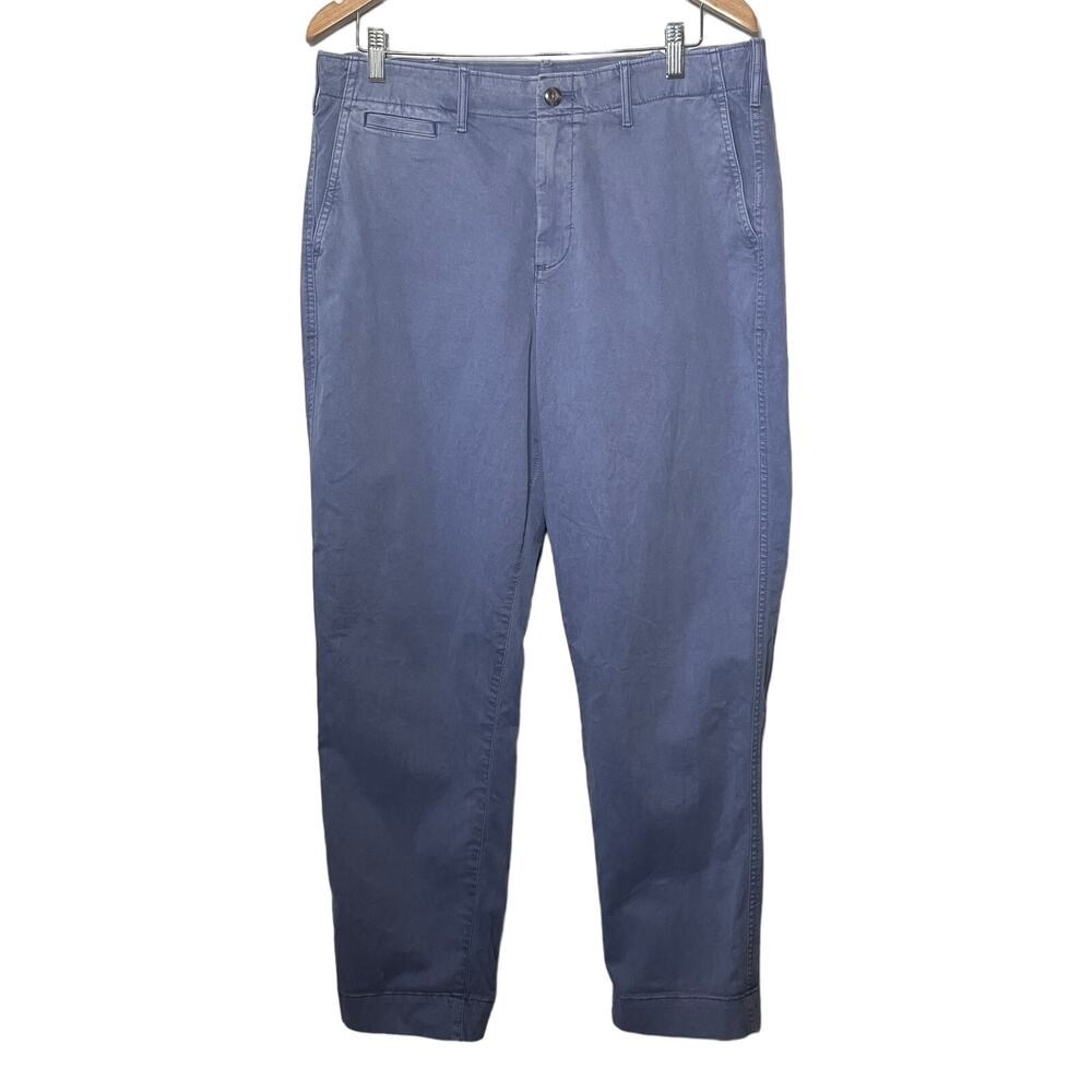 Gap Pants Stroight Cotton Washed Out Blue Hi Rise Chinos Khakis Casual Comfy 14T